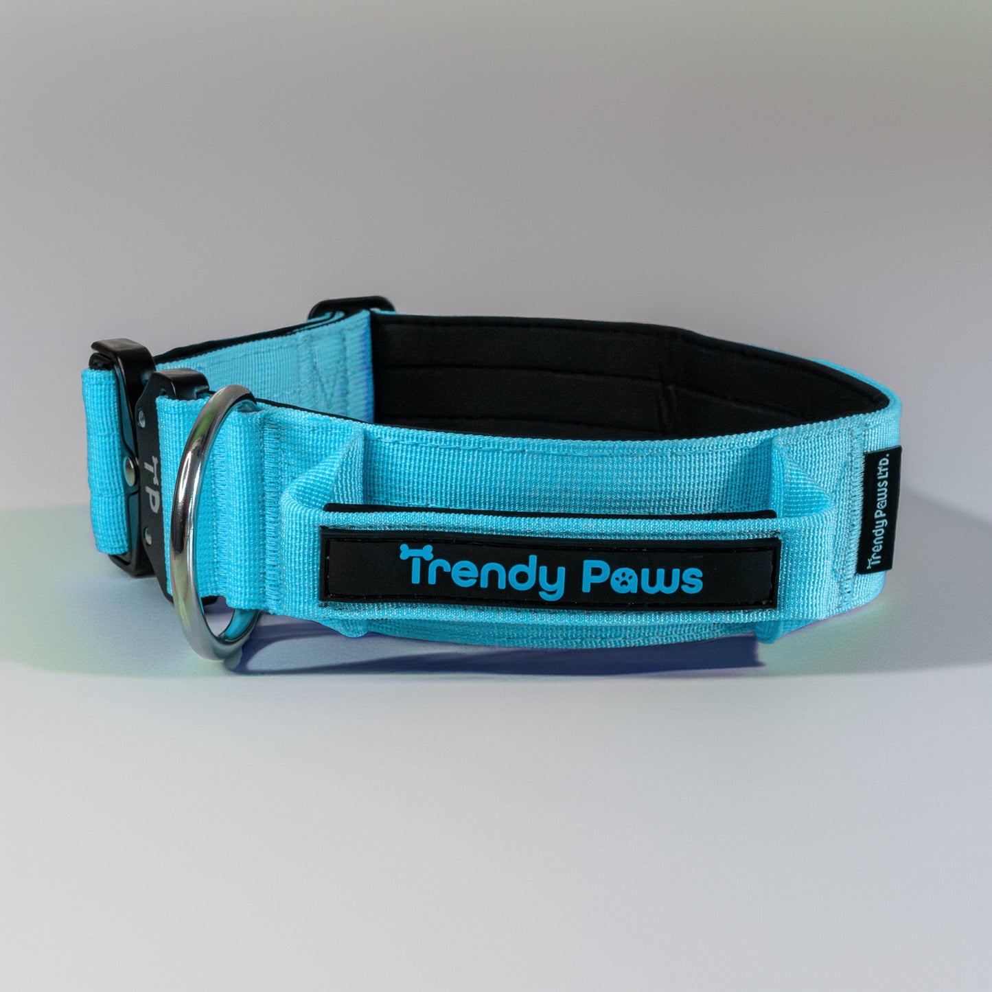 Trendy Paws Combat Dog Collar with Safety Handle - Light Blue