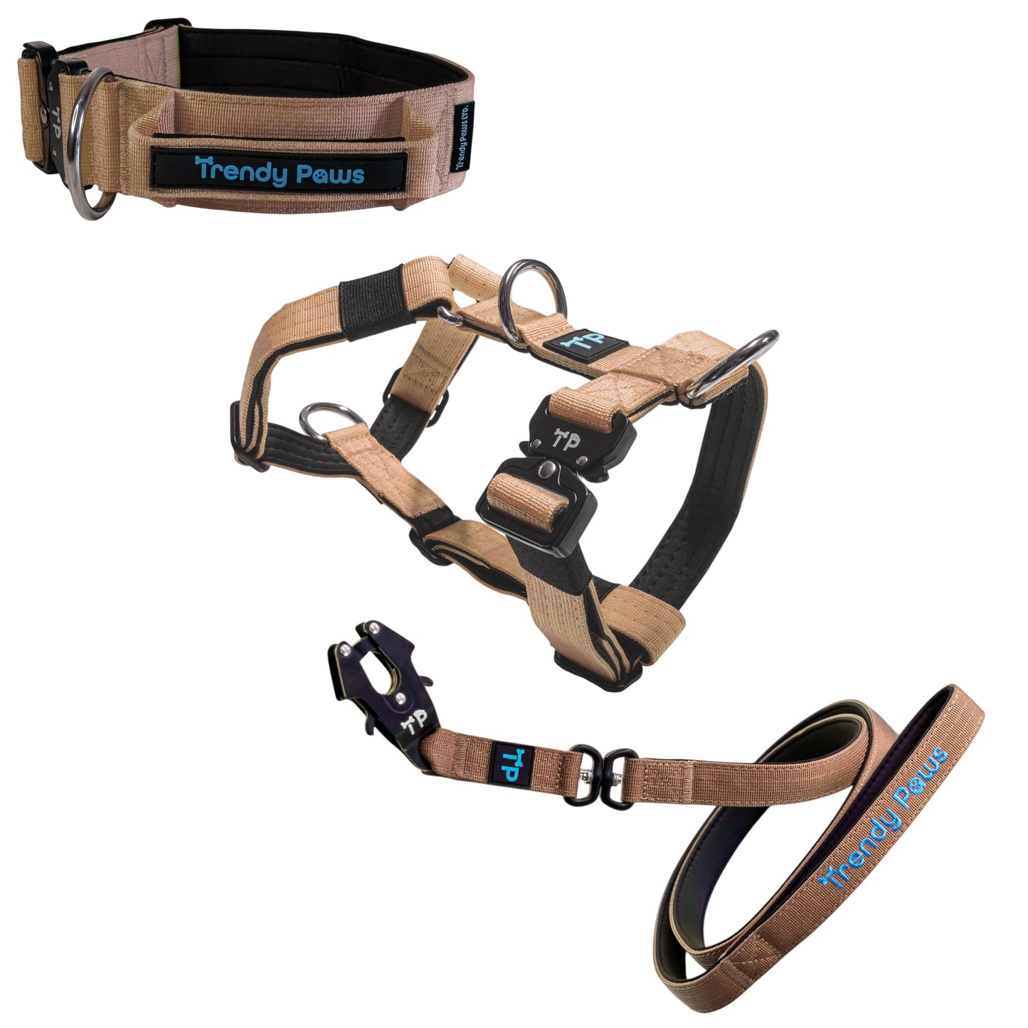 Complete Set: Harness, Collar & Clip Lead - Beige