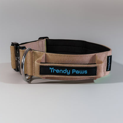 Trendy Paws  Combat  Dog Collar with Safety Handle - Beige