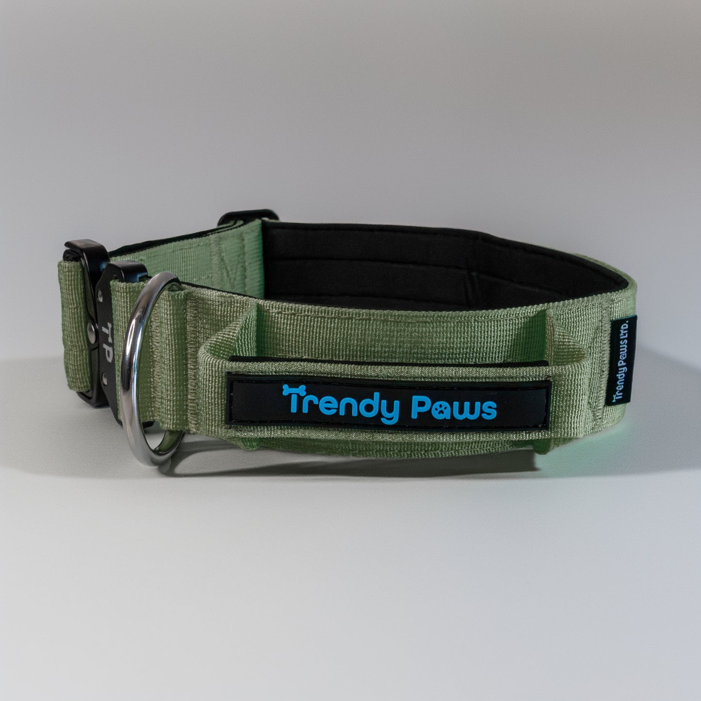 Trendy Paws  Combat  Dog Collar with Safety Handle - Military Green