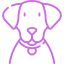 Illustration of a dog with a pink background